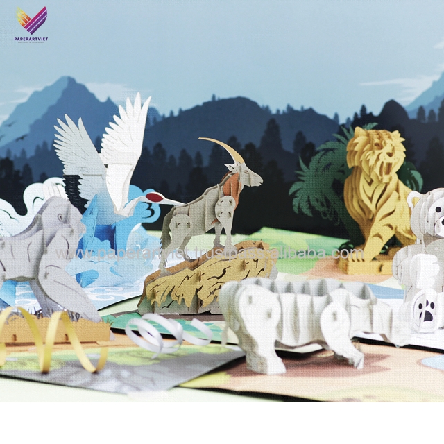 Handmade 3D Pop-Up Card – Multi-Occasion Animal Scene with Envelope