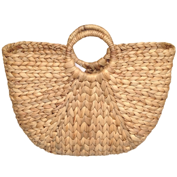 Water Hyacinth Handwoven Handbag – Oval Bottom, Natural Color
